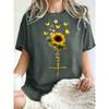 Beautiful Faith Sunflower Pattern Womens T-Shirt Summer Casual T Shirts Crewneck Clothes Breathable Loose