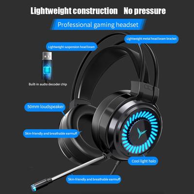 Casque Gaming avec Micro Casque USB Son Surround Stéréo pour PC Mac, Ordinateur Portable Jeu