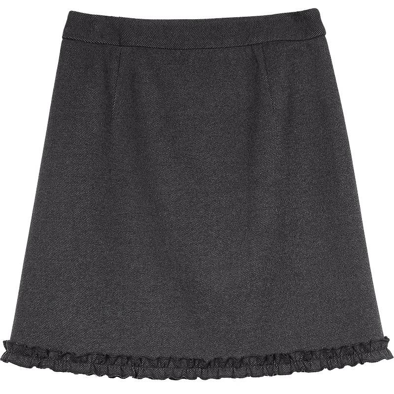 Betu Ruffle Hem A-Line Mini Skirt L