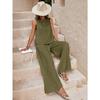 South East Asia Spring and Summer Large Size Loose Temperament Casual Foreign Style Hemp Sleeveless Solid Color Fashion Sports Suit