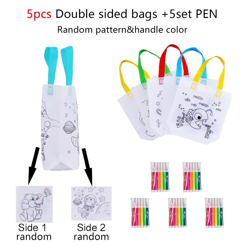 5pcs/set Graffiti Bag Children Drawing Toys Parent-child Interaction Storage Bag Early Education Educational Puzzle Toys TMZ