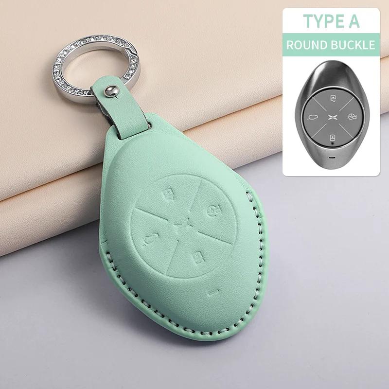 PU Leather Car Key Case Cover Fob For Xiaopeng Xpeng P5 P7 G3 G6 G9 G3i 2021 2022 Car Smart Keychain Protector Shell Accessories