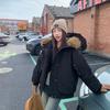 Large Fur Hooded Cotton-padded Coat Loose Winter Jacket