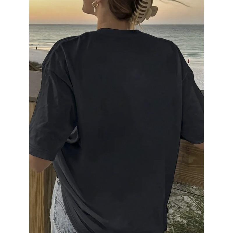 European Size Women'S Retro Rockabilly Graphic T-Shirt - Vintage-Inspired Casual Sporty Tee with Bold "Rockabilly Rebel" Print, Soft Stretch Fabric