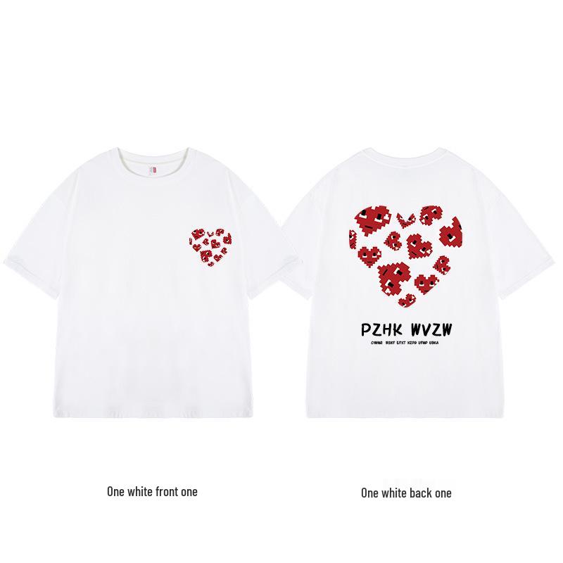 Tricou de cuplu supradimensionat simplu cu imprimeu de litere mărimi mari - Tendință Vară 2025