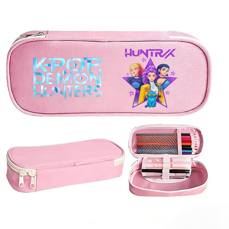 K-pop Demon Hunter Girl Group Pencil Case - Korean Style, Multi-functional Oxford Cloth Stationery Box for Junior & High School Students