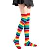 Knee High Rainbow Socks Thigh High Striped Knee Socks Rainbow Striped Socks Stockings for Christmas Cosplay Costume Party