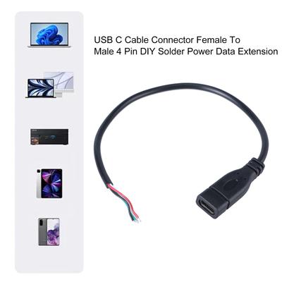 USB C Veri Kablosu Tip C Dişi Konnektör 4 Pin DIY Lehimlenebilir Güç Kablosu Uzatma Kablosu Hattı 5V3A Şarj Desteği