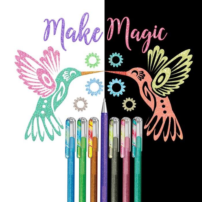 Pentel Hybrid Dual Metallic Liquid Gel Roller Pen YK110/8-M - 8 Count (Pack of 1) 16 Glittering Metallic Colors