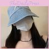 Women Fashion Denim Embroidered Bow Pattern Wide Brim Fisherman Sunshade Hat
