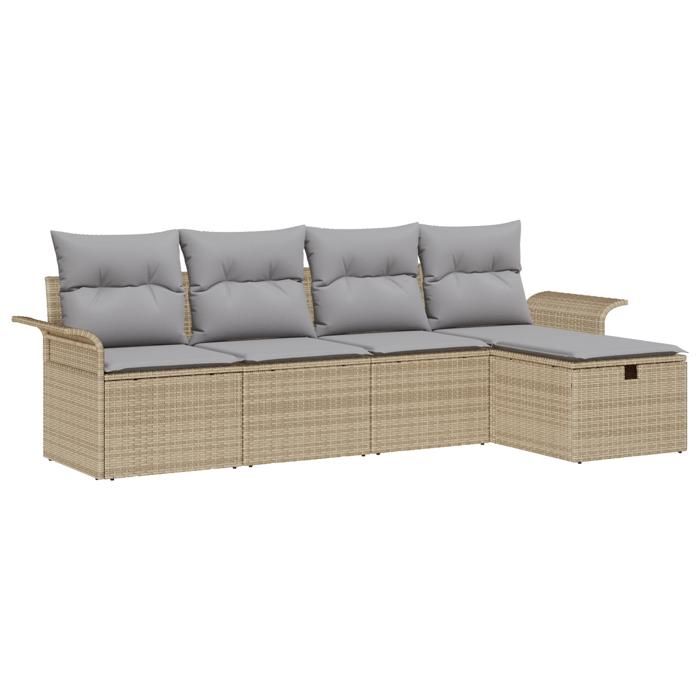 VidaXL Ensemble de canapés de jardin 5 pièces avec coussins Beige Poly Rattan 3358859