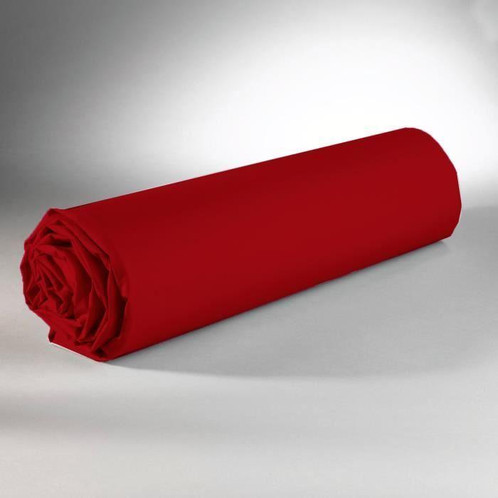Drap Plat - DP135 - Rouge - 240 cm x 300 cm - 100% Coton - Lavable en machine à 60°