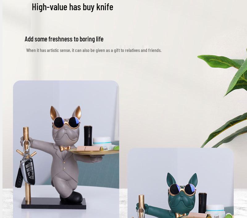 Französische Bulldogge Ornament Tablett - Heimdeko Schlüsselhalter