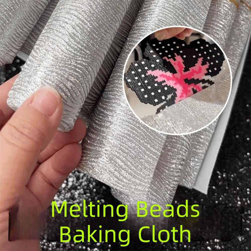 5Pcs Fuse Beads Silver Glitter Baking Cloth Strawberry Beads Heat-resistant Paper Fusion Beading