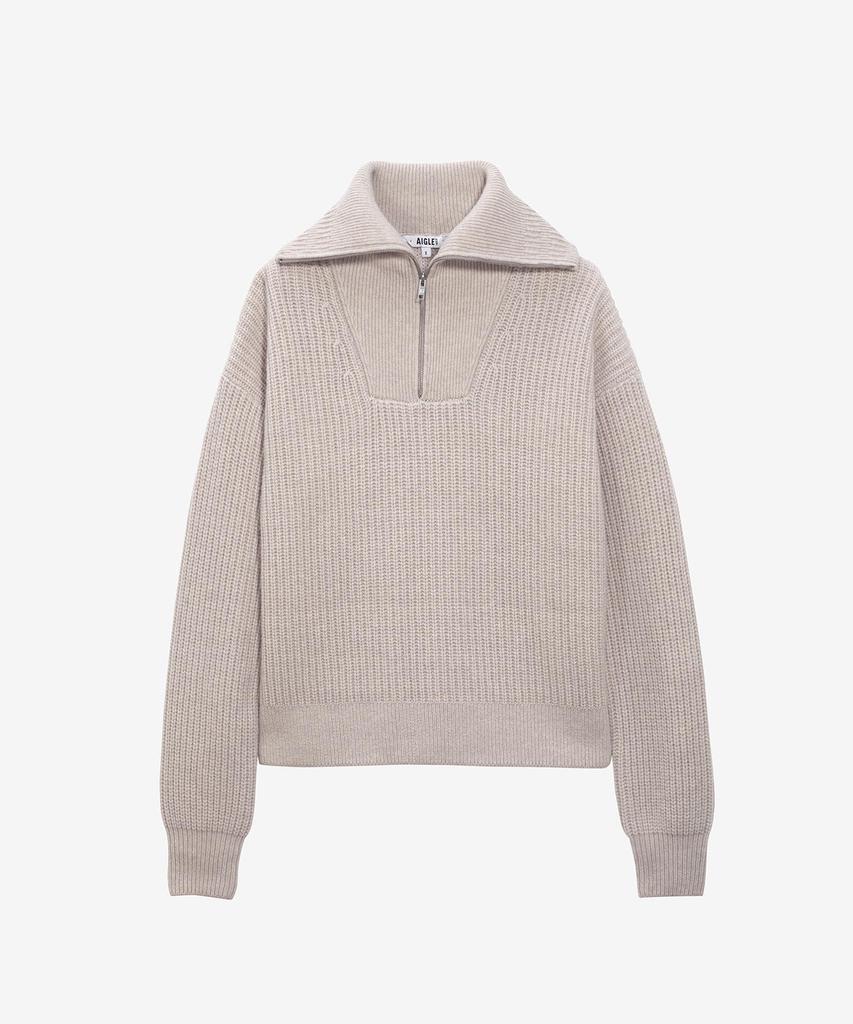 Aigle Women'S Half Rib Zipper Knit Aiw24Wkni005Bei