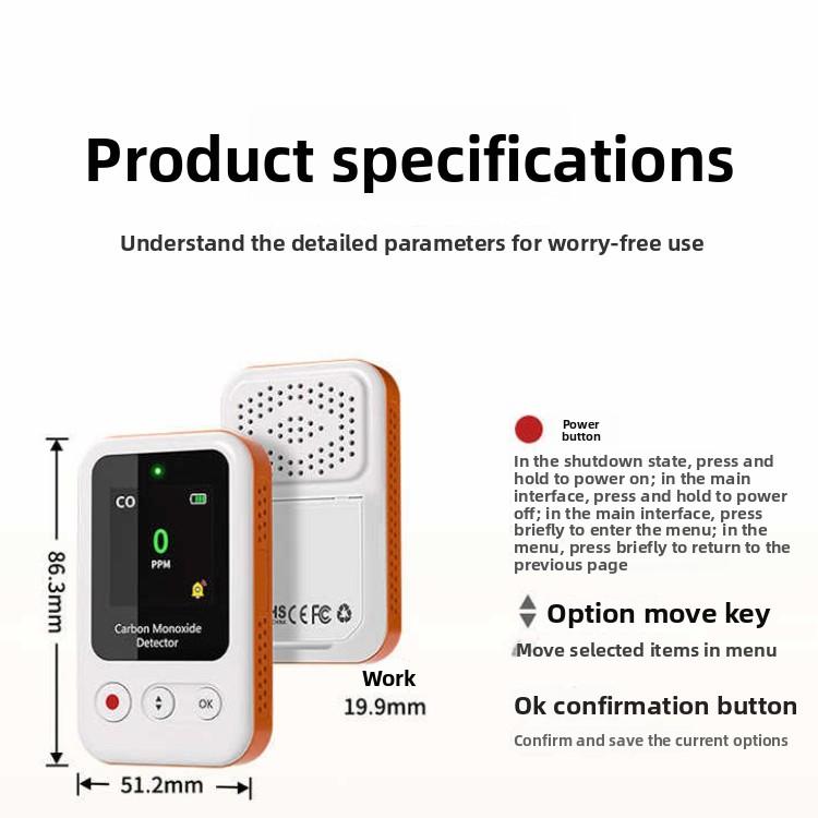 Carbon monoxide detector portable CO concentration detection alarm