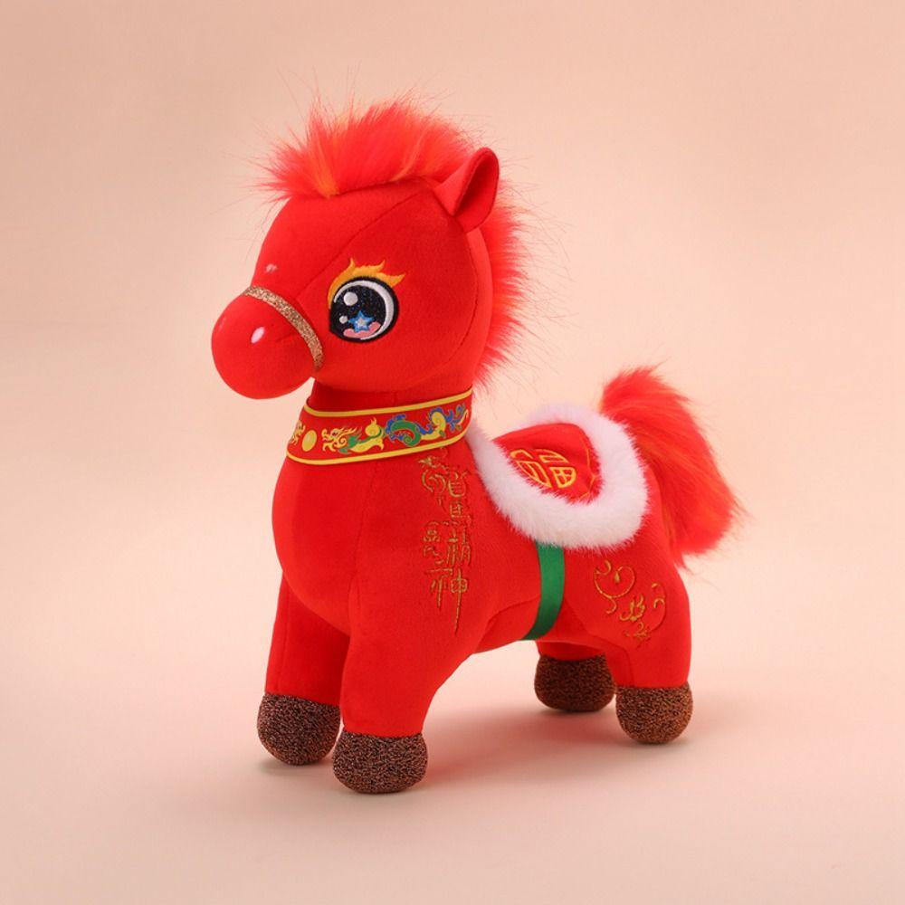 Soft Plush Horse Plush Doll Chinese Style Chinese Stuffed Horse Doll  Chinese New Year Gift