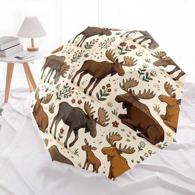 1 Pezzo Ombrello Pieghevole Automatico - Fantasia Animali Carini, Design Portatile e Pieghevole con 8 Stecche, Regali di Natale e Compleanno