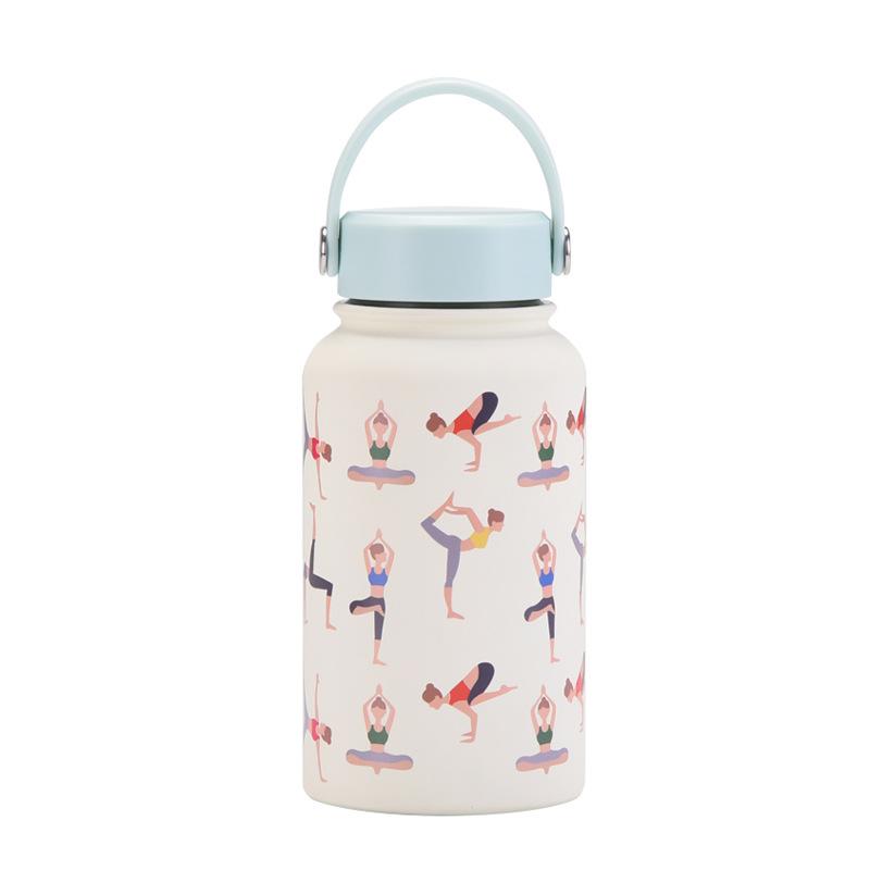 650Ml Thermos Cup Wide Mouth Portable Vacuum Children'S Student Sports Kettle Outdoor Printing Water Cup