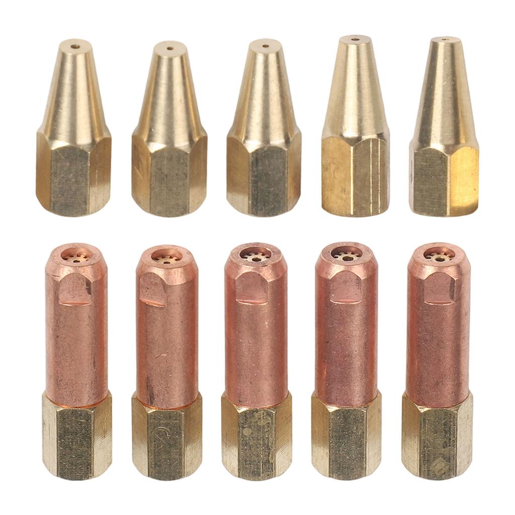 Efficient 10Piece Gas Welding Nozzle Set for H012 Acetylene and Propane Compatible for Jewelry Soldering and Metal Heating