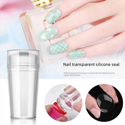 2,8 cm transparenter Nailart-Transferstempel mit Abdeckung und Schaber
