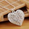 1pc Silver Plated Exquisite Hollow Heart Pendant Necklace For Fashion Women Charm Wedding Gift Jewelry Accessories