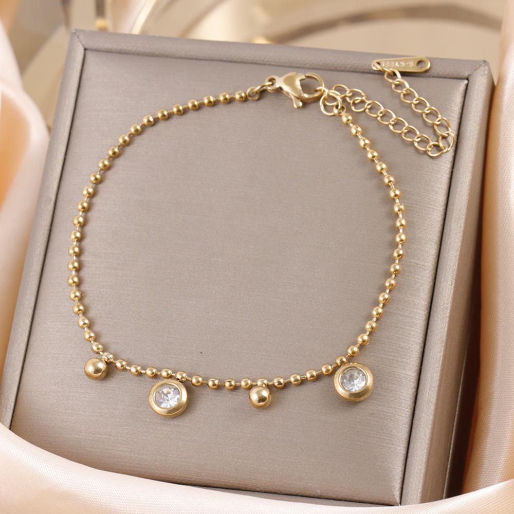 18K Gold Plated Double Layer Heart & Pearl Pendant Bracelet for Women