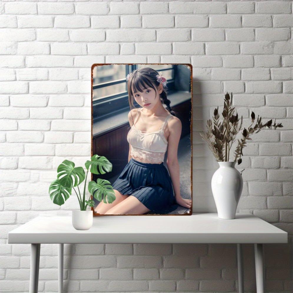 Retro Anime Girl Metal Sign , Chibi Wall Art Decor for Home Room Garage Cafe, Unique Gift for Anime Lovers