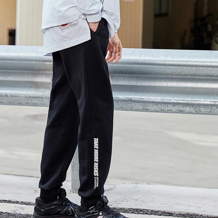 Li Ning Casual Cuffed Fleece Warm Sports Pants Winter Men Bottoms Black AKLQB07-1