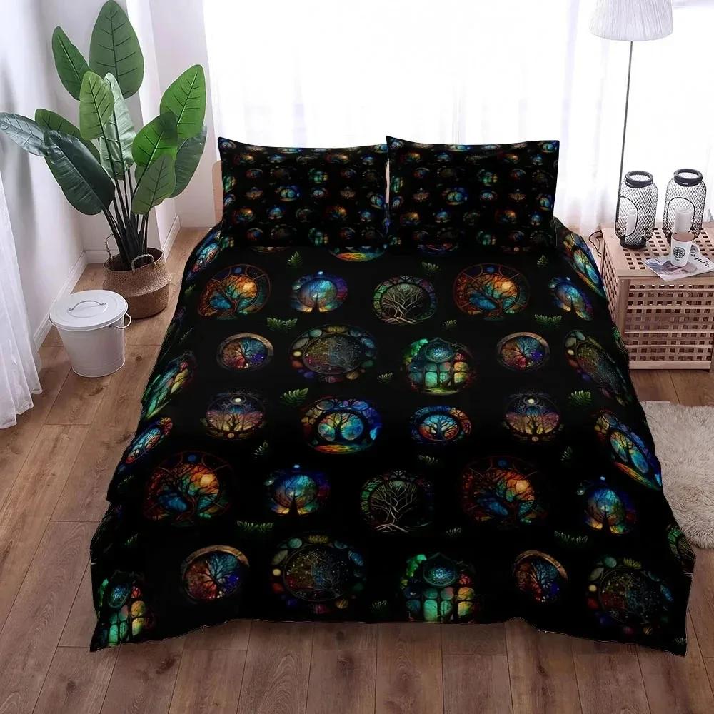 Yggdrasil Tree Of Life Comfortable Duvet Quilt Cover Pillowcase Bedding Set Children Bedroom Decoration Home Textile