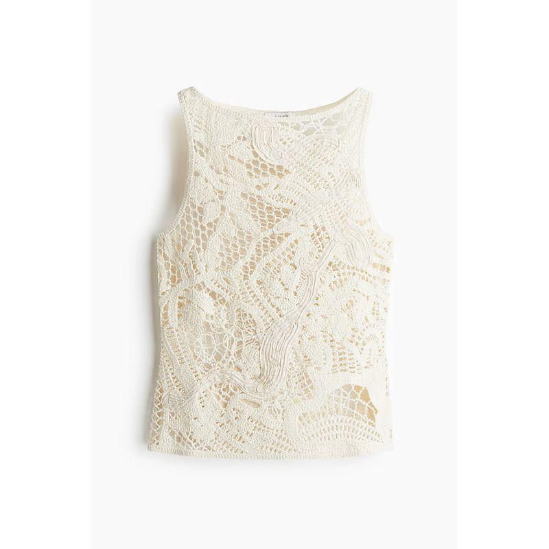 

HM 2025 Summer New Arrival Women s Clothing Fashion Casual Imitation Crocheted Vest 1295821 White 175/116(XL)