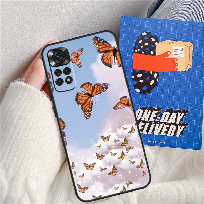 Cute Aesthetic Butterfly Funda For Xiaomi Redmi 14C 10C 12C 13C Redmi Note 13 Pro 9 10 11 12 10S 11S 12S 14 Pro Case