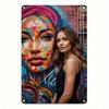 Women Face Geometric Metal Wall Art Abstract Mosaic Poster Home Decor