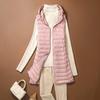 Women's Autumn/Winter Lightweight Hooded Down Vest Mid-Length Slim Sleeveless Sports Jacket