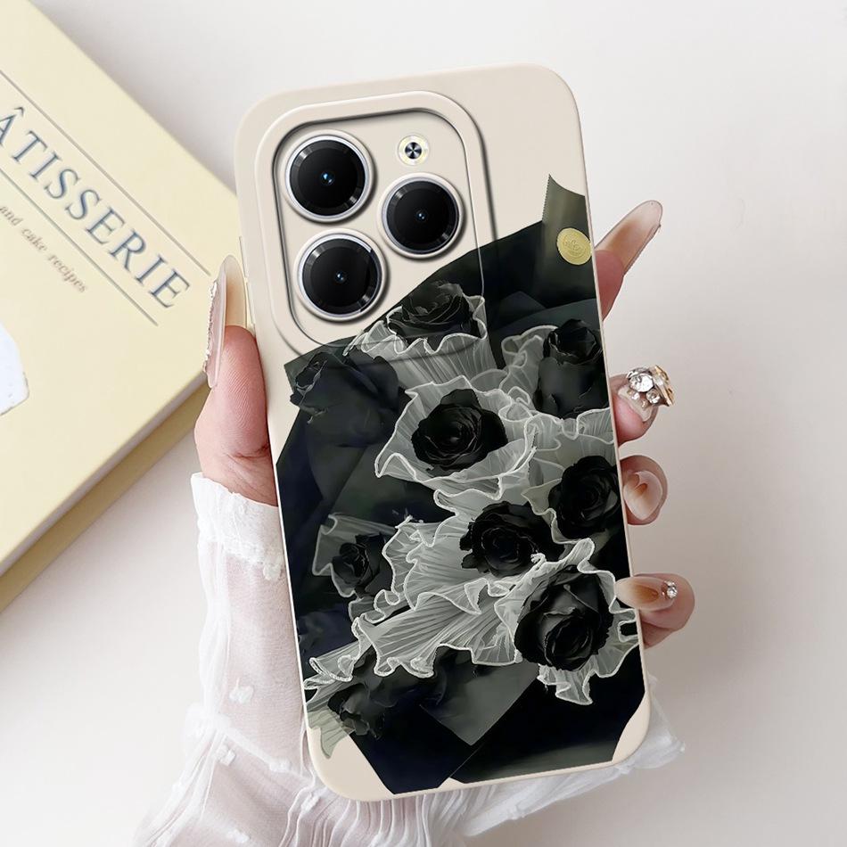 For Infinix Hot 40 40i 40Pro Beautiful Bow Rose Painting Phone Case For Infinix Hot40 40 Pro 40i Soft Silicone Shockproof Cases
