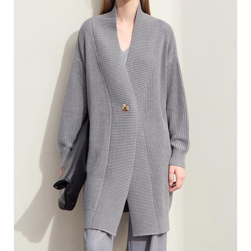 Women Cardigan Autumn New Casual V-neck Button Solid Coat with Belt Fashion Loose Long Sleeve Female Top Winter