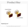 Red Flocked Four Leaf Clover Pearl Two Way Wear Luxury Earrings