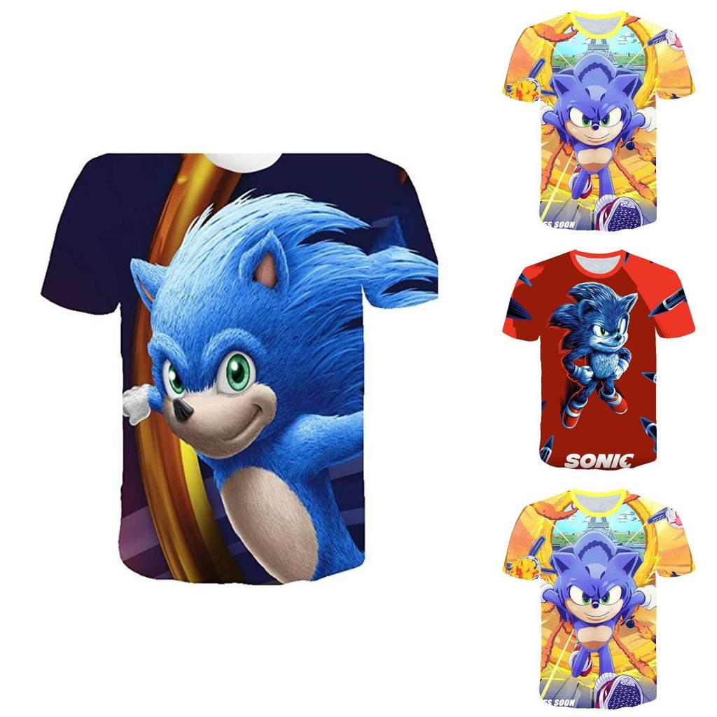 Vibrant Sonic The Hedgehog Printed T-shirt For Kids With Short Sleeves And Comfort Fit