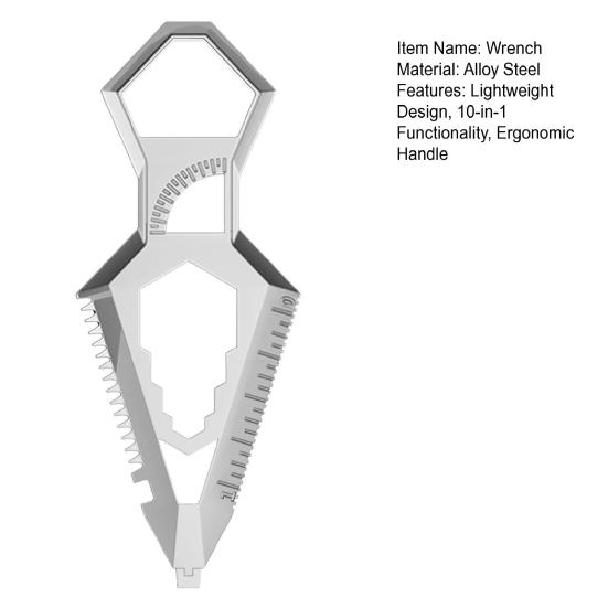3/4Pcs Multi-functional Wrench 10 in 1 Everyday Carry Tool with Bottle Opener Protractor Dual-Scale Ruler Cutter Screwdriver Rust-Resistant Hand Tool