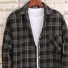 Men Autumn Shirt Plaid Print Contrast Colors Turn-down Collar Lapel Korean Style Single-breasted Loose Pocket Soft Patchwork Spring Shirt Daily Wear