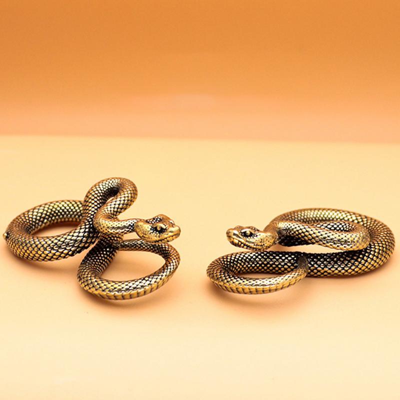 Snake Keychain Pendant Keychain Charm Desktop Sculpture, Feng Shui Brass Snake Statue Desktop Ornament Pure Copper Miniatures