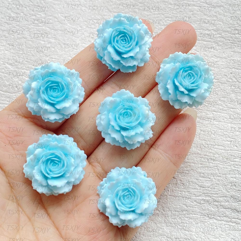 10pcs New Resin 3D Cartoon Colorful Rose Blossoms Resin Flatback Stone Scrapbook Wedding DIY Decor Crafts Jewelry Accessories