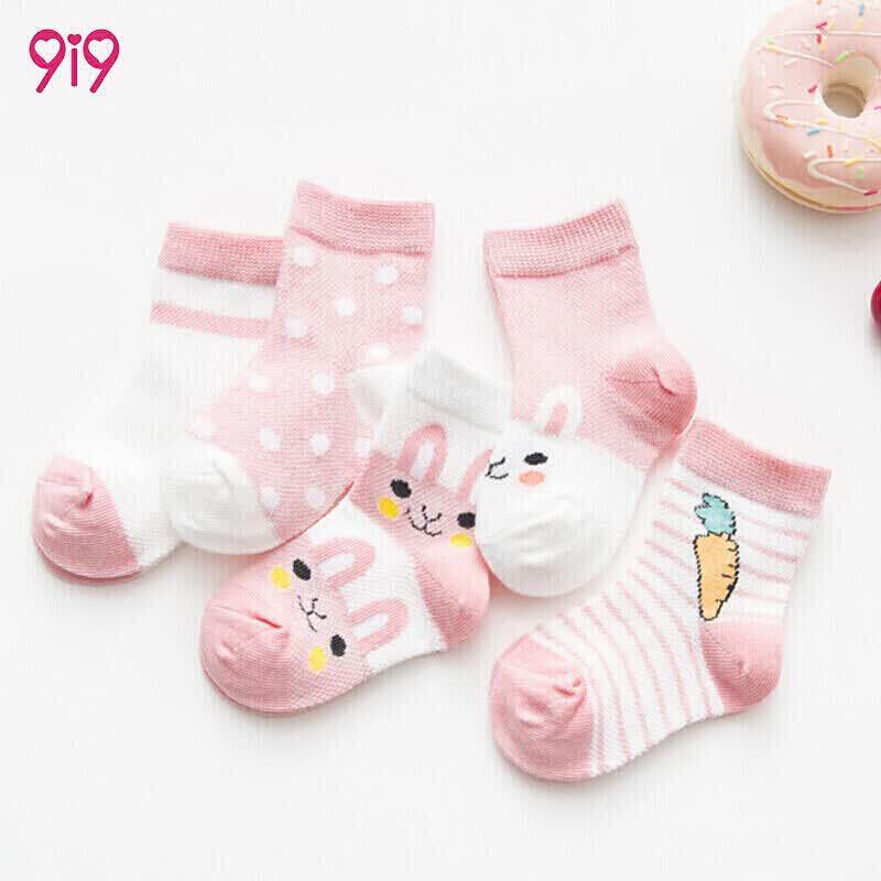 9i9 Kids' Cartoon Rabbit Mid-Tube Socks 5-Pack