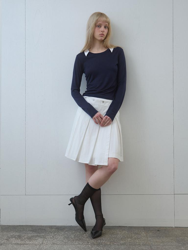 Gijun Pleated Wrap Skirt Off-White