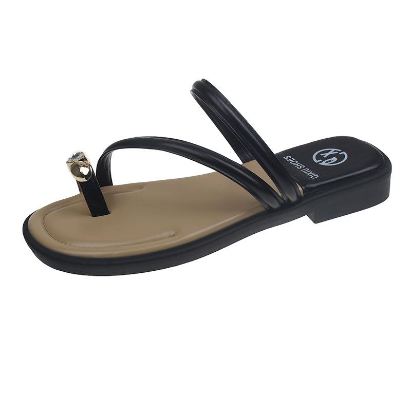 

Versatile set of toe French cool slippers women s shoes summer wear 2025 new fashion temperament fairy style slippers 35 чёрный