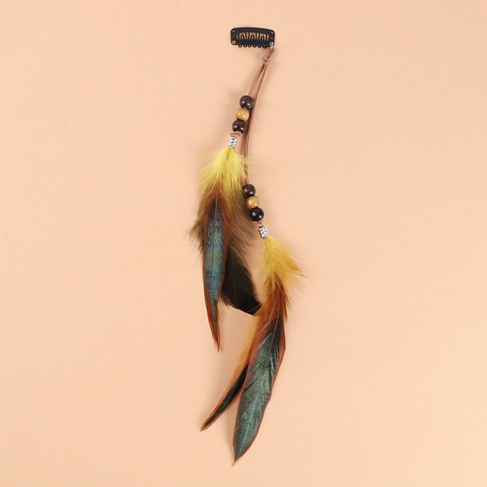 Vintage Headwear Feather Headband Hair Clip Boho Style Hair Band Feather Headdress  Girl