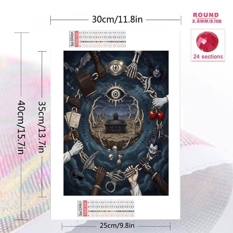 Death Note Symbol & Ritual Art Set Pattern 3pcs 100% Round Full Drill 5D DIY Diamond Painting Embroidery Cross Stitch Rhinestone Décor