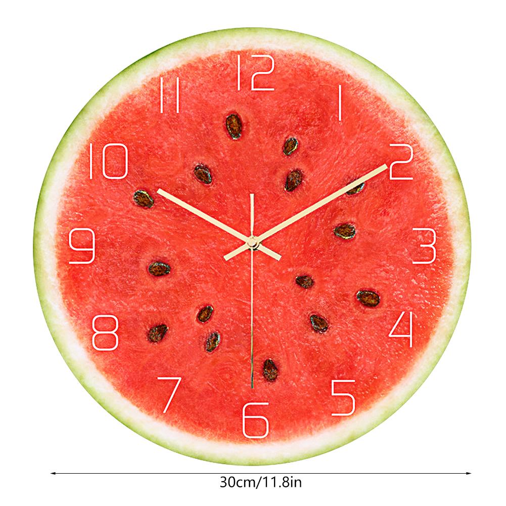 Relógio de Parede Redondo com Padrão de Melancia em Acrílico para Escritório Casa Sala Decoração de Exibição de Hora