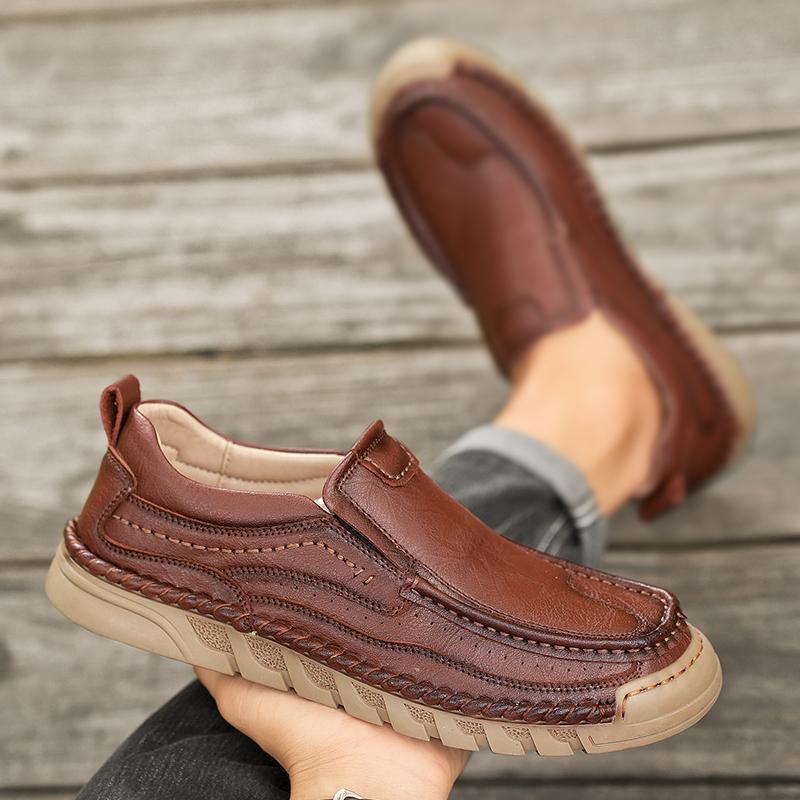 38-46 Retro Cow Leather Shoes Men Loafers Handmade Casual Leather Shoes Moccasins Men Flats Shoes