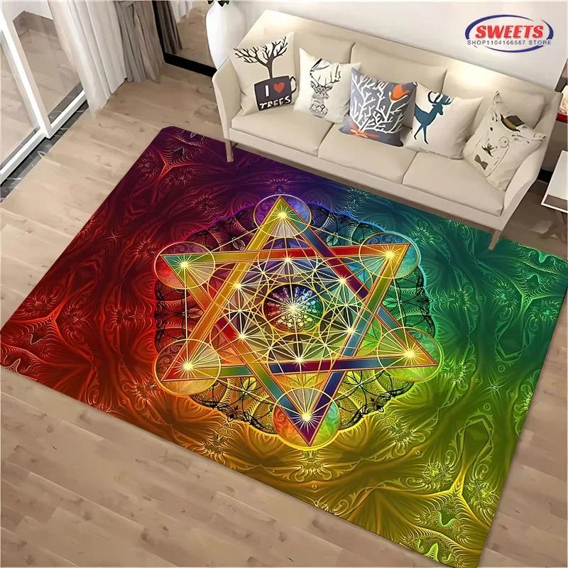 Neue Produkte schnell versandt! 3D Heiliger Metatron-Würfel Muster Teppich Wohnzimmer Teppich Schlafzimmer Sofamat Kinder Rutschfeste Bodenmatte